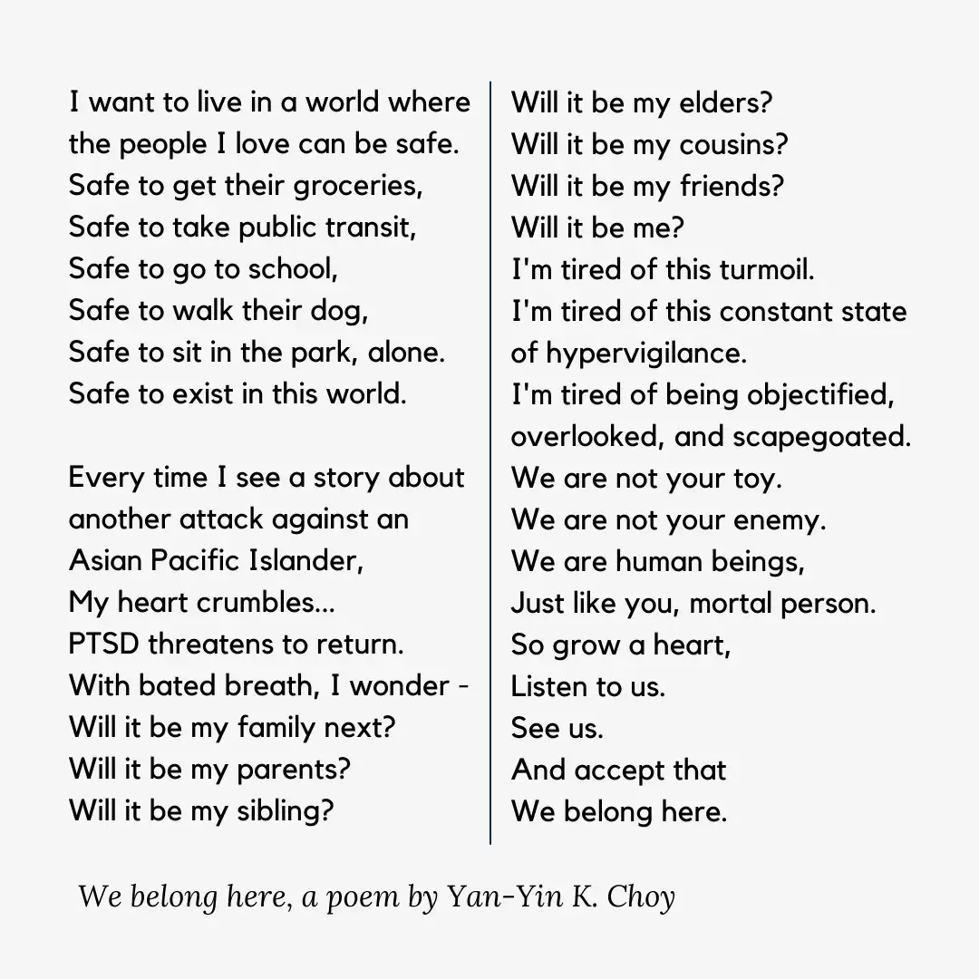 graphic of poem We Belong Here by Yan-Yin K. Choy